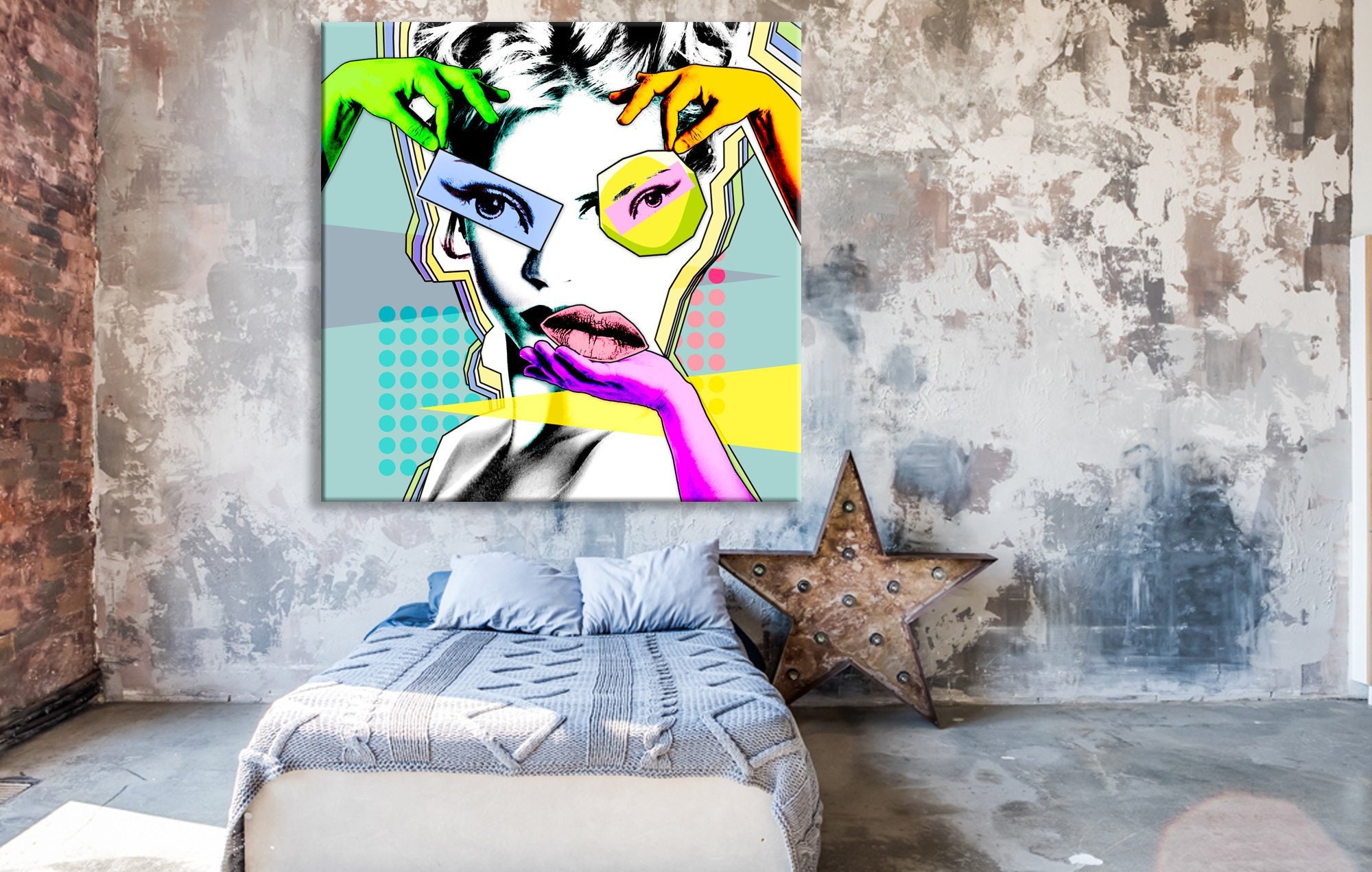 Pop Art Wall Decor Retro Style Wall Art Abstract Canvas Etsy
