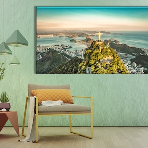 Lienzo de Río de Janeiro, Estatua del Cristo Redentor Arte de la pared, Impresión de Río de Janeiro, Lienzo de Brasil, Cartel de la Colina del Corcovado