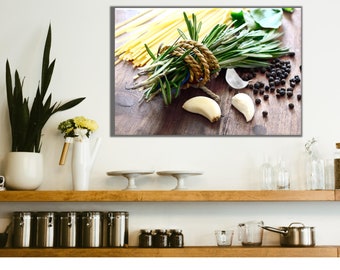 Spices Wall Art, Rosemary Canvas, Food Wall Decor, Kitchen Wall Art