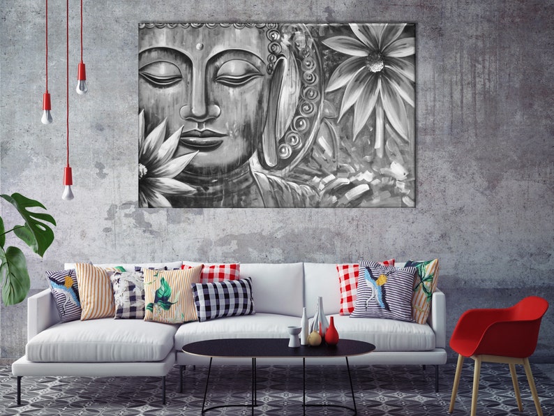 Buddha Wall Art Buddha Black and White Canvas Yoga Studio Etsy