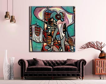 Fantasy Portrait, Surreal Portrait, Modern Canvas, Cubism Style, Picasso Style,  Abstract Art Print, Contemporary Art, Surreal Face Wall Art