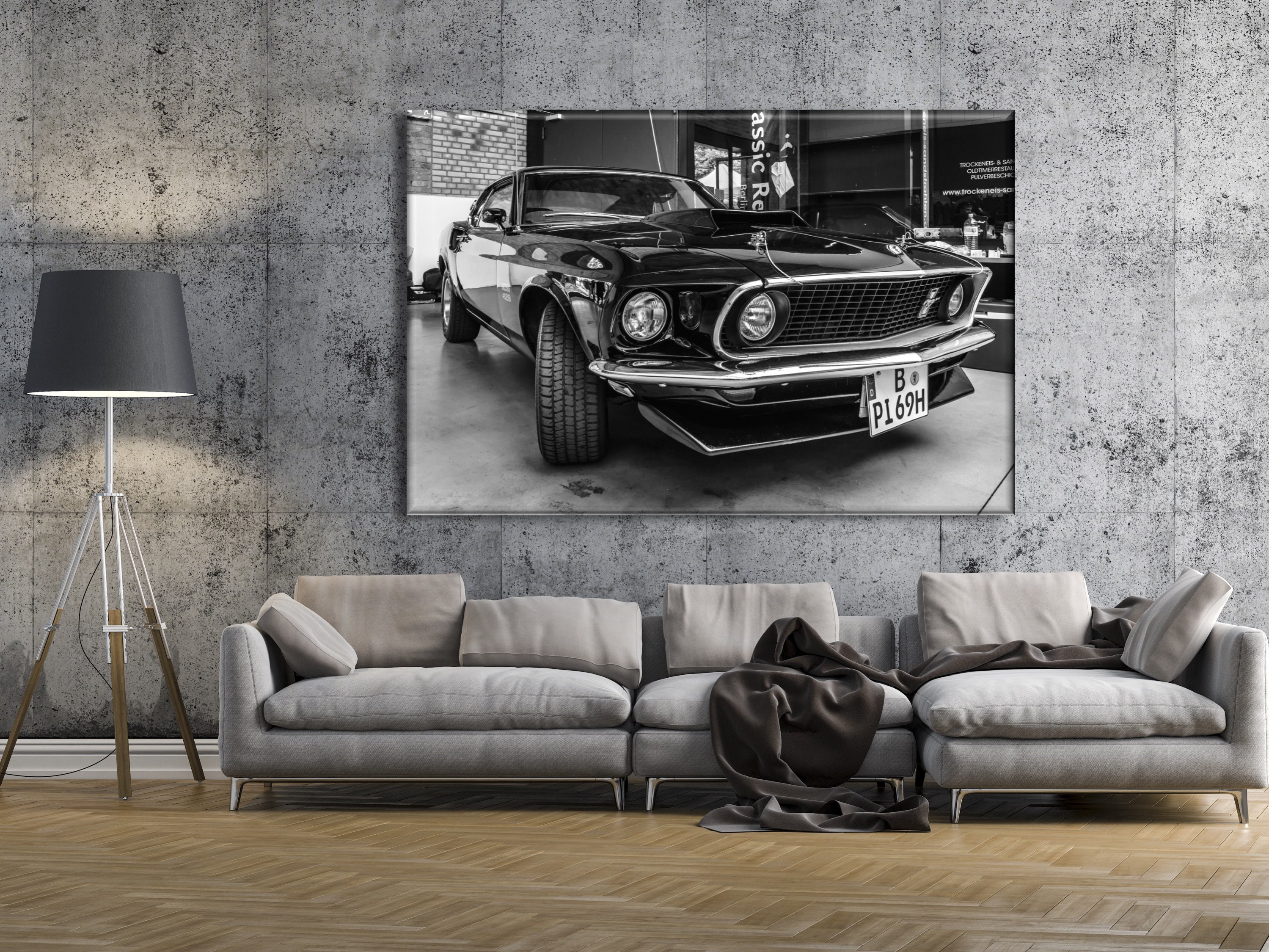 Retro Car Canvas Muscle Car Wall Art Ford Mustang Boss 429 Etsy UK