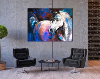 Horse Canvas, Horse Wall Art, Horse Art Print, Horse Painting