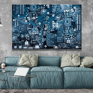Abstract Circuit Board Art, Science Art, Science Poster, Circuit board print, Motherboard Canvas, Engineer Technology Gift Canvas Print