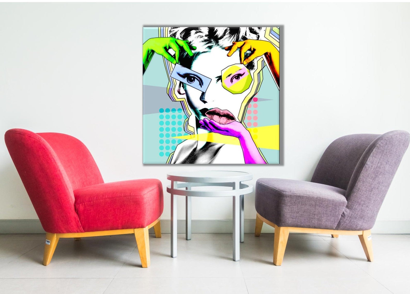 Pop Art Wall Decor Retro Style Wall Art Abstract Canvas - Etsy