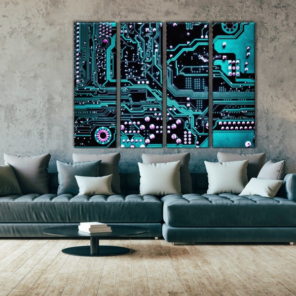 Circuit Board Art, Computer Scince Print, Science Art, Motherboard Canvas, Engineer Technology Gift