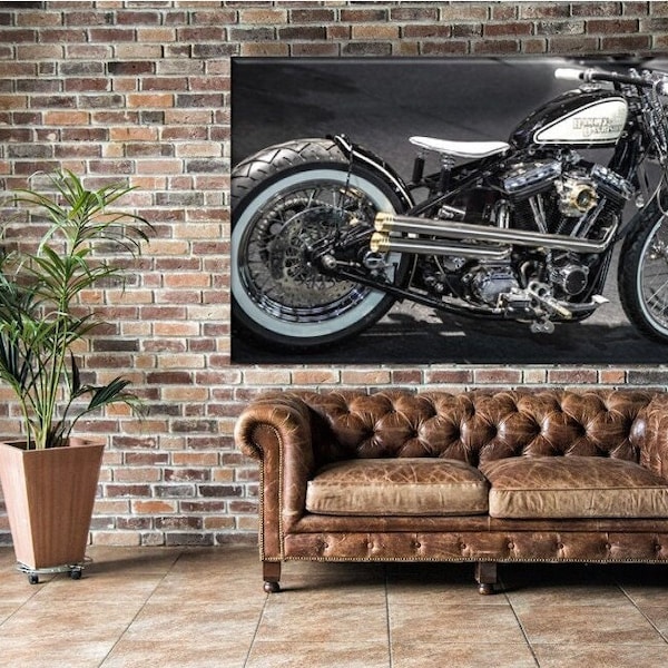 Toile de moto Harley Davidson, décoration murale de moto de course de style vintage, Harley Davidson Sportster, art mural Oldsmobile