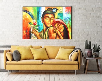 Hindu Wall Art, Spiritual Art, Buddha Wall Art, Buddha Canvas, Hindu Wall Art, Yoga Studio Decor, Meditation Art, Mindfulness Gift