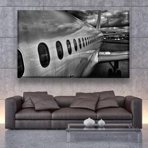 Airplane Wing Canvas Print: Airport Runway Photo, Aviator Gift