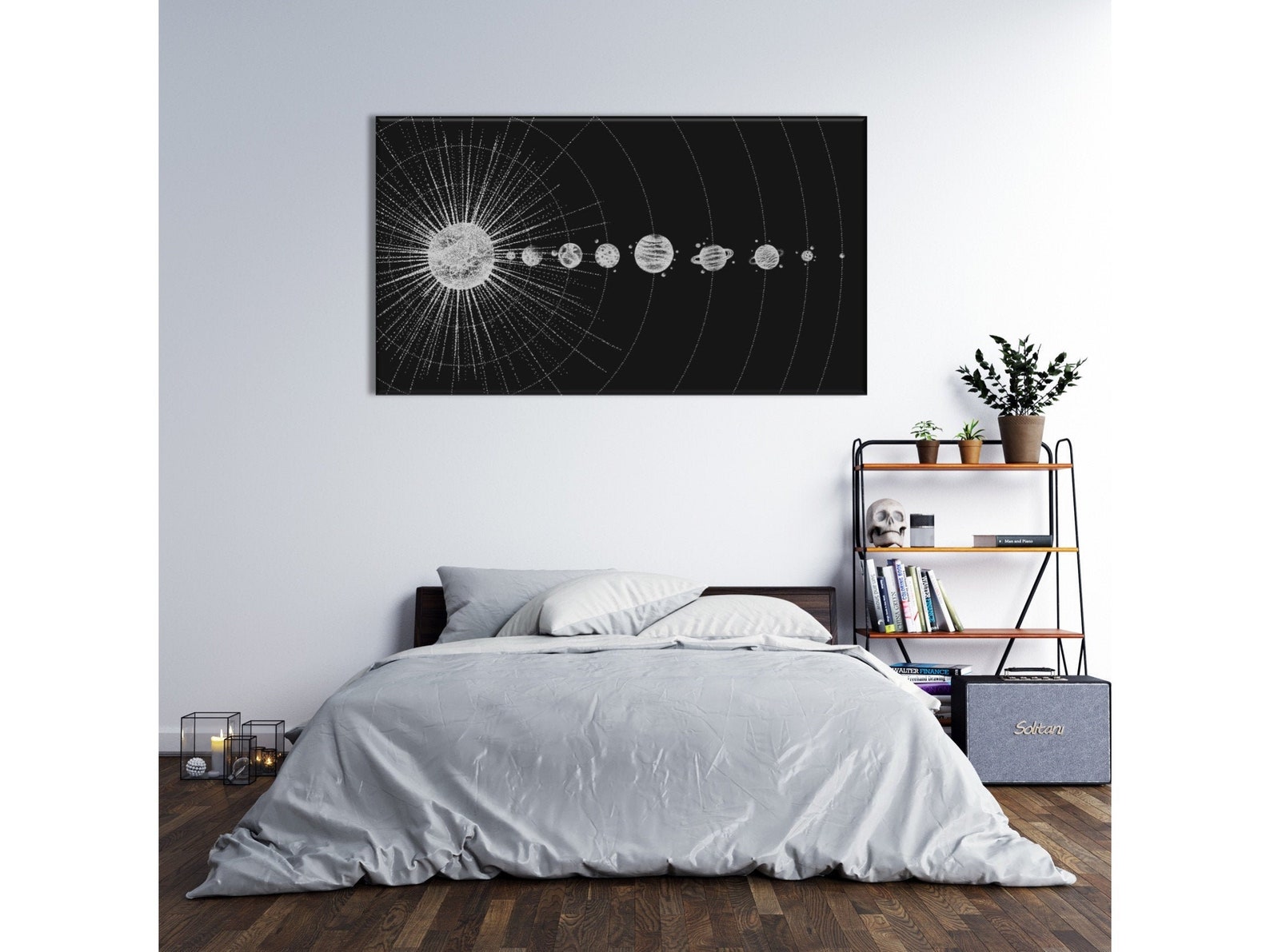 Solar System Wall Art Black and White Planets Canvas Space - Etsy