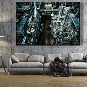 Industry Zone Print Canvas, Oil Refinery Plant Photo Art, Large Factory ArtWork,  Art Print, Office Space Wall Decor, Engineer Gift