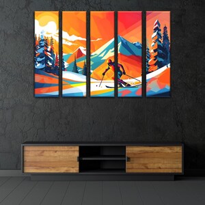 Winter Sport Canvas, Skier Wall Art, Snow Skiing Poster, Ski Wall Decor ...