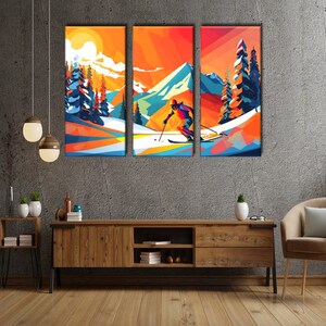 Winter Sport Canvas, Skier Wall Art, Snow Skiing Poster, Ski Wall Decor ...