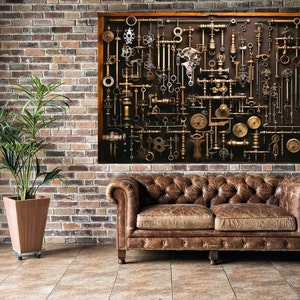 Industrial Tapestry Print Canvas, Vintage Mechanism ArtWork, Office Wall Decor, Engineer Gift
