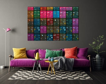 Colorful Shipping Container Canvas Art: Warehouse Wall Decor