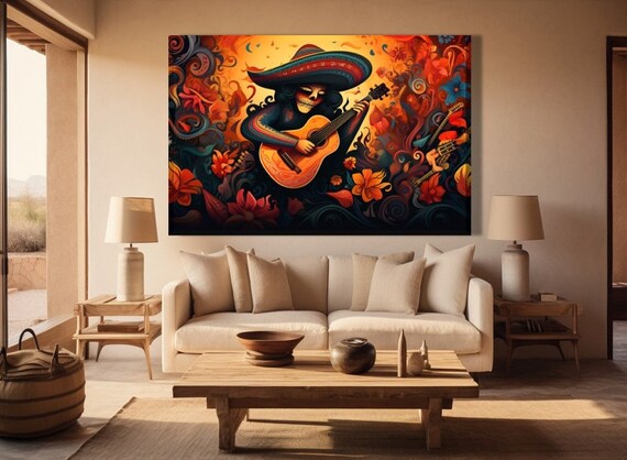 Mexican Wall Art Canvas: Day of the Dead, Cinco de Mayo, Halloween