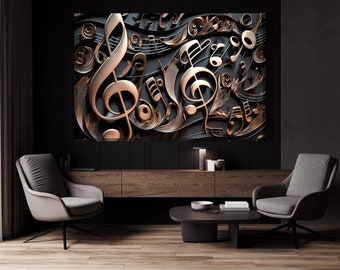 Music Lover Print Canvas, Notes Wall Art,  Musical Studio  Wall Decor, Clef Art Canvas,  Music Key ArtWork, Gift for Musician