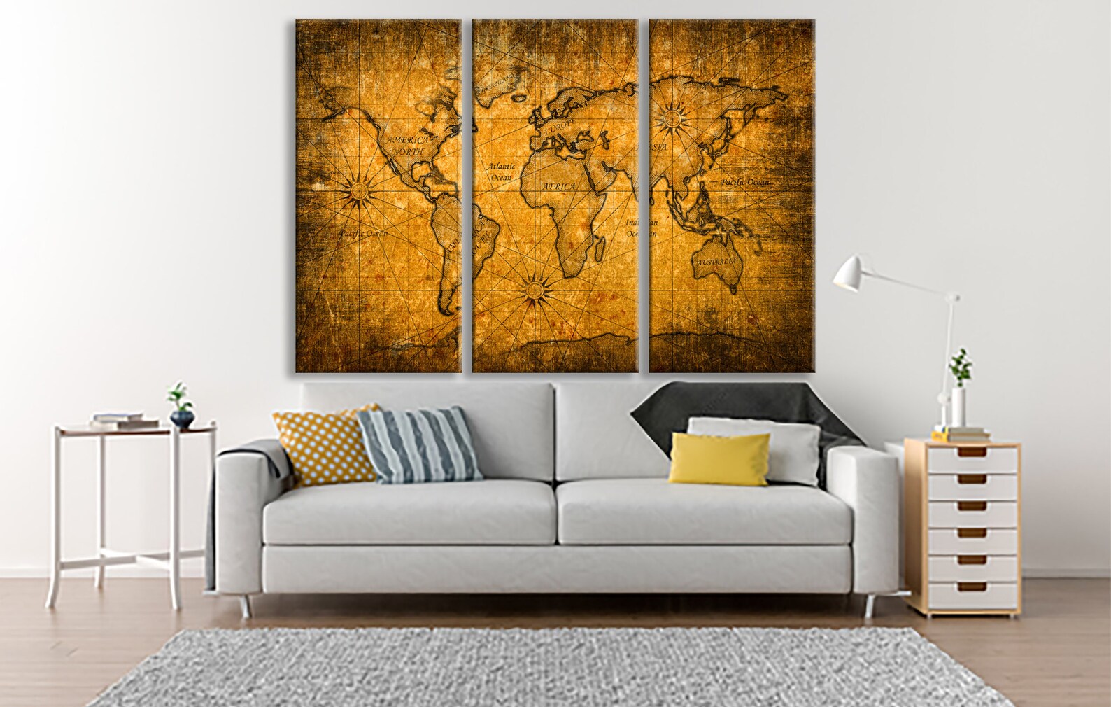 World Map Canvas Old World Map Wall Decor Vintage World Map Etsy