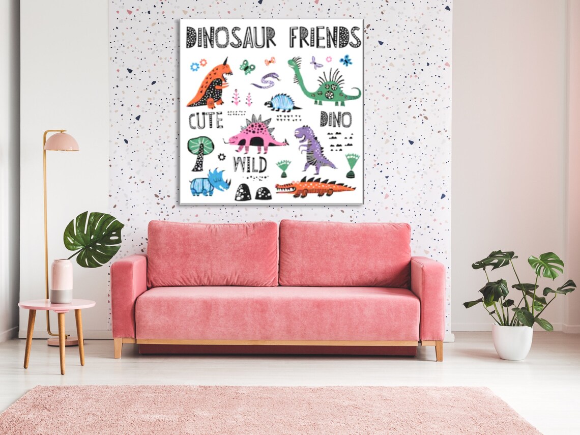 Dinosaurs Wall Art Dinosaurs Canvas Print Dino Poster Etsy