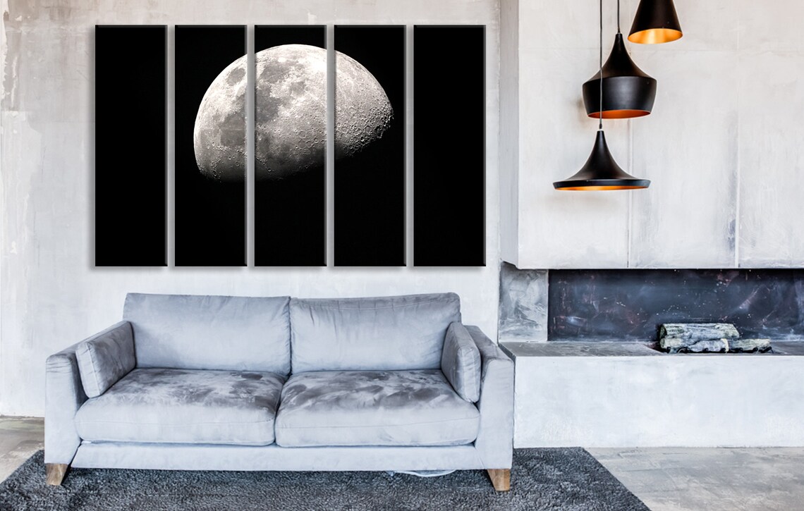 Moon Wall Art Moon Poster Moon Wall Decor Moon Canvas Print - Etsy