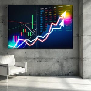 Bullish Stock Market Chart Canvas Print: Modern Office Wall Art