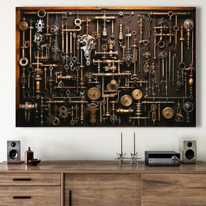 Industrieel tapijtprint canvas, vintage mechanisme kunstwerk, kantoormuurdecoratie, ingenieur cadeau