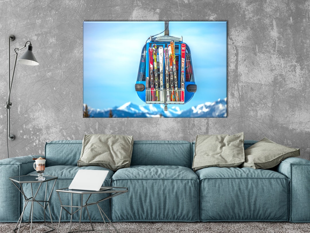 Ski Lift Wall Art, Mountain Art Print, Ski Lift Canvas, Skier Gift, Ski