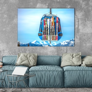 Ski Lift Wall Art, Mountain Art Print, Ski lift Canvas, Skier Gift, Ski Lift Art Print, Mountains Wall Art, Skiing Wall Art, Winter Print