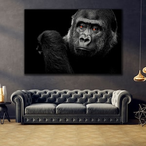 Gorilla portrait, Gorilla Wall Art, Gorilla Canvas, Gorilla Print, Gorilla Poster, Black and White Wall Art