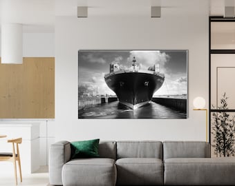 Container Ship Canvas Print: Nautical Office Wall Art