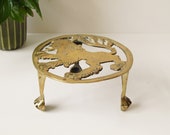 Vintage Brass Lion Trivet - Vintage Brass Pot Stand