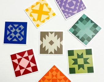 Quilt Block Stickers - Rainbow Quilt Squares - 2" X 2" Stickers - Quilt Gift - Quilter - Quilt Block - Rainbow Stickers - Vinyl Waterproof