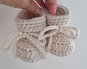 Baby Booties - Ivory | Crochet Baby Booties | Newborn Baby Shoes | Gender Neutral Baby Booties | Baby Gift | Coming Home Outfit