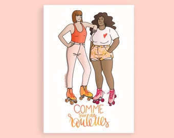 Carte Roller Girls Illustration A6 Disco