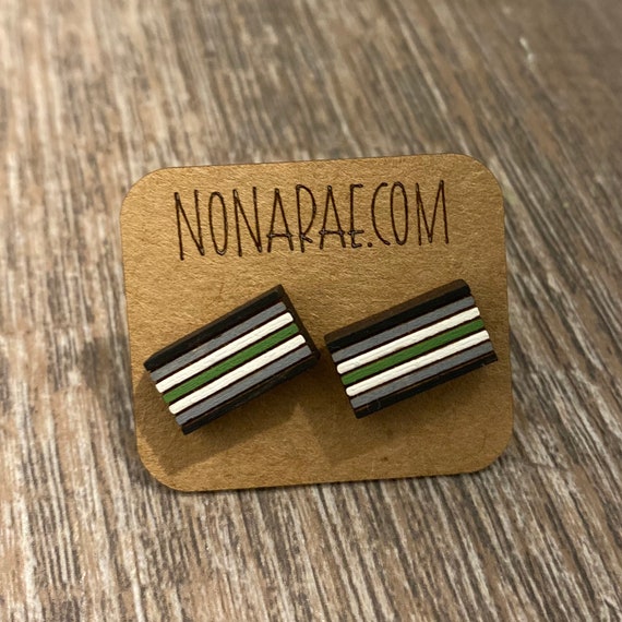 Agender Earrings - LGBT Earrings - Pride Flag Earrings - Wooden Earrings