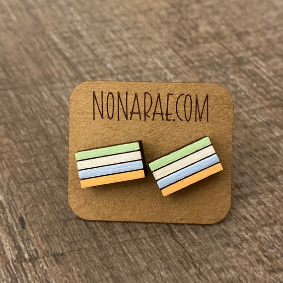 Unlabeled Flag Earrings - LGBT Earrings - Pride Flag Earrings - Wooden Earrings