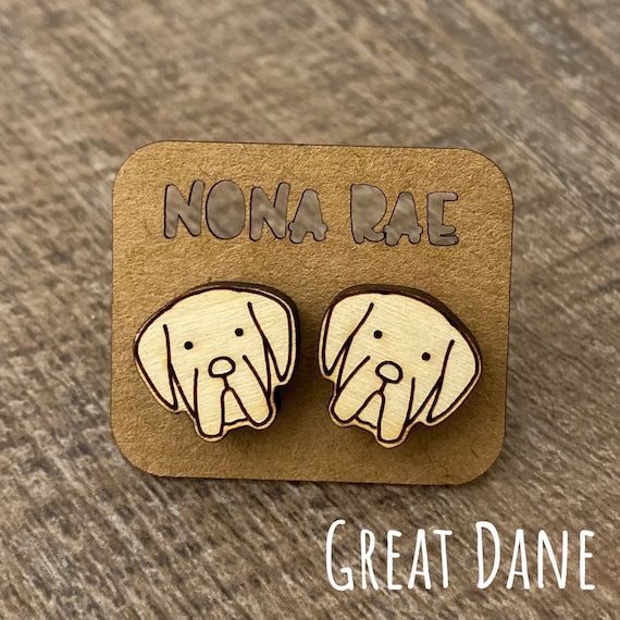 Great Dane Earrings - Dog Earrings - Puppy Earrings - Pet Earrings - Wooden Earrings