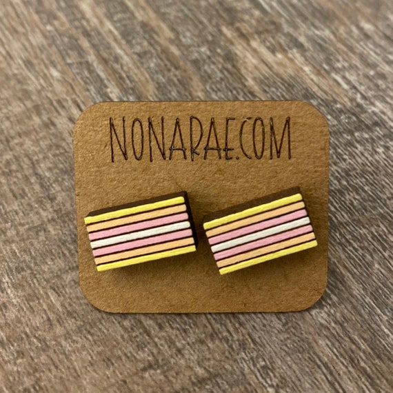 Pangender Earrings - LGBT Earrings - Pride Flag Earrings - Wooden Earrings