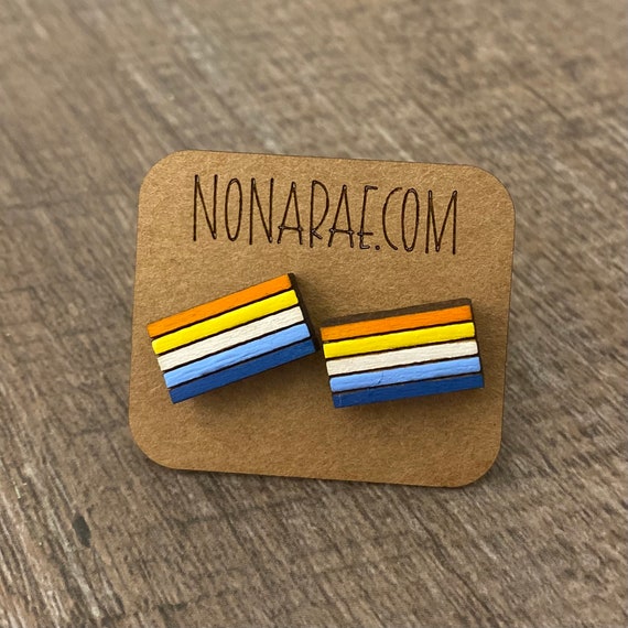 Aroace Earrings - LGBT Earrings - Pride Flag Earrings - Wooden Earrings