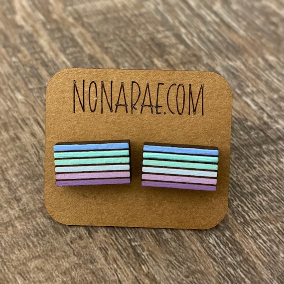 Neptunic Earrings - LGBT Earrings - Pride Flag Earrings - Wooden Earrings