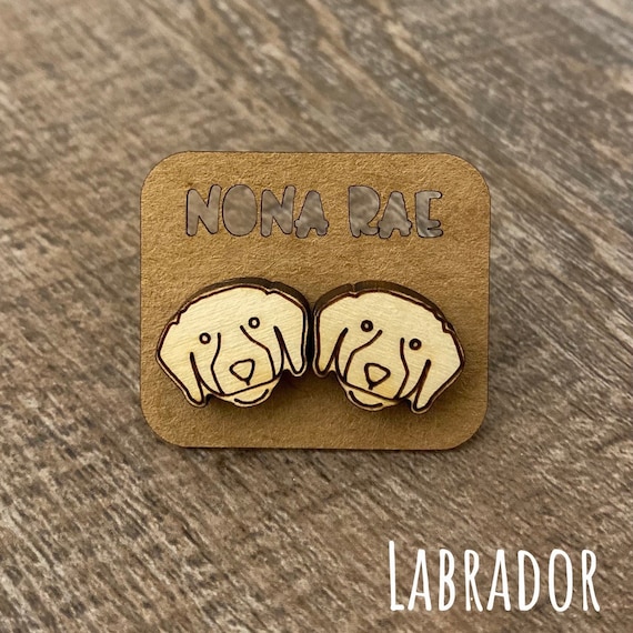 Labrador Earrings - Dog Earrings - Puppy Earrings - Pet Earrings - Wooden Earrings