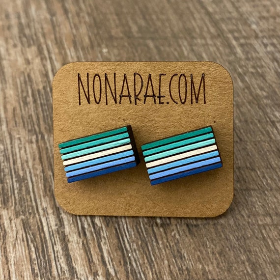 Gay Flag Earrings - LGBT Earrings - Pride Flag Earrings - Wooden Earrings