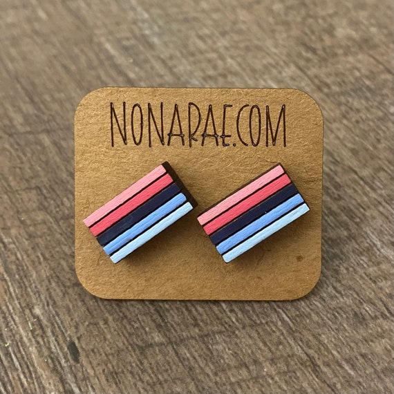 Omnisexual Earrings - LGBT Earrings - Pride Flag Earrings - Wooden Earrings