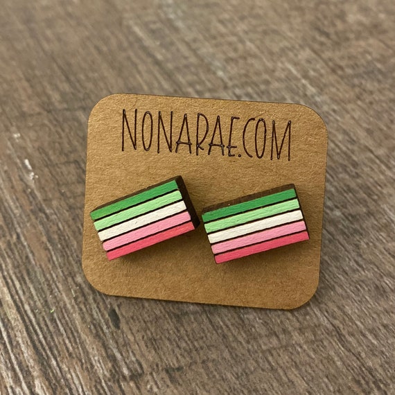 Abrosexual Earrings - LGBT Earrings - Pride Flag Earrings - Wooden Earrings