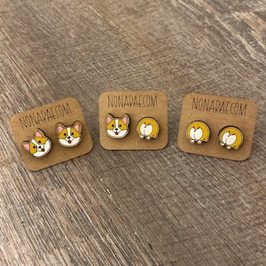 Corgi Earrings - Corgi Butt Earrings -wooden earrings- Dog Earrings - Puppy Earrings