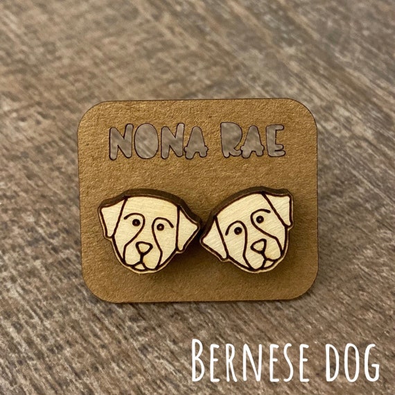 Bernese dog Earrings - Dog Earrings - Puppy Earrings - Pet Earrings - Wooden Earrings