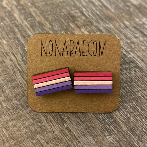 Aceflux Earrings - LGBT Earrings - Pride Flag Earrings - Wooden Earrings