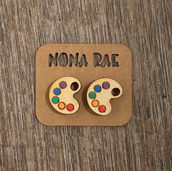 Art pallet Earrings - Wooden Earrings - Fandom Earrings - Geeky Earrings - Laser Cut Earrings