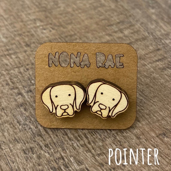 Pointer Earrings - Dog Earrings - Puppy Earrings - Pet Earrings - Wooden Earrings