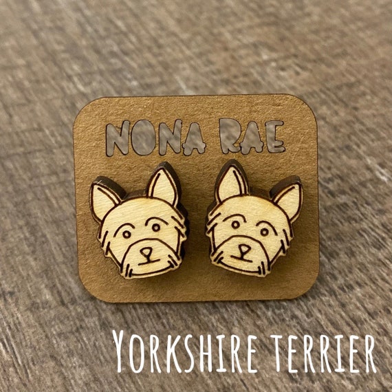 Yorkshire terrier Earrings - Dog Earrings - Puppy Earrings - Pet Earrings - Wooden Earrings